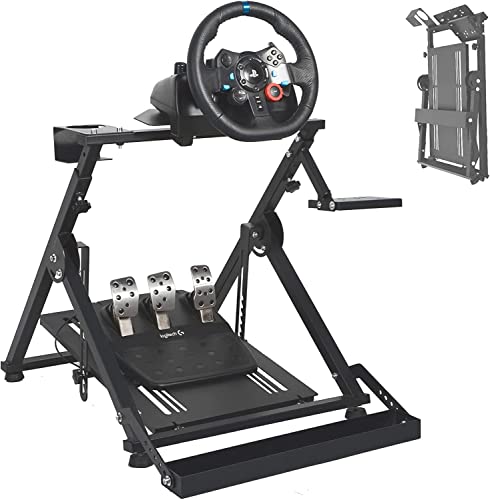Dardoo X-Type Racing Lenkradständer mit Schalthebel für Logitech G27 G25 G29 G920 Thrustmaster PC Xbox Gaming Racing Simulator Radständer, verstellbar, faltbar, ohne Rad, Schalthebel und Pedal Cover