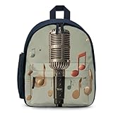 NQHJT Mochila com microfone com notas musicais para homens e mulheres linda bolsa casual mochila leve para viagens e trabalho, Estilo azul, One Size