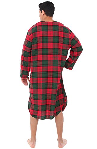 Alexander Del Rossa Men's Lightweight Flannel Sleep Shirt, Long Henley Nightshirt Pajamas3
