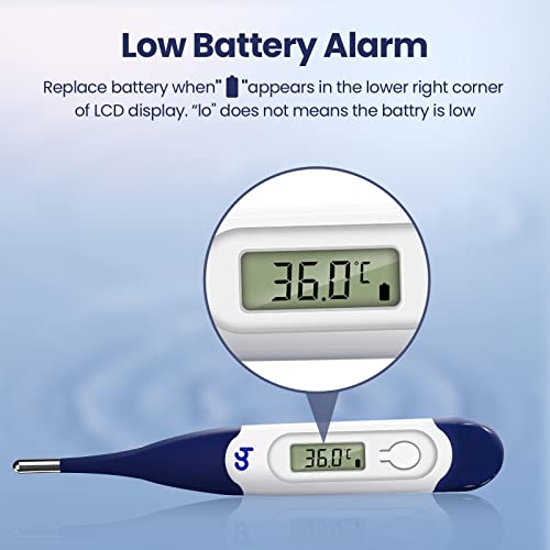 Femometer Digital Thermometer, Oral Thermometer for Adults and Kids with Flexible Tip, Accurate Readings, Oral Rectal Underarm Use, C°/F° Switchable (Blue)
