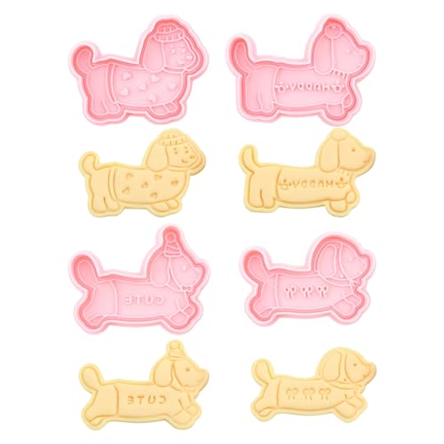 Bekecidi Set da 4 Formine per Biscotti a Forma di Bassotto, Stampi per Biscotti, Stampi per Fondente, Stampi Riutilizzabili per Biscotti, Decorazioni Fai Da Te per Feste (Rosa)