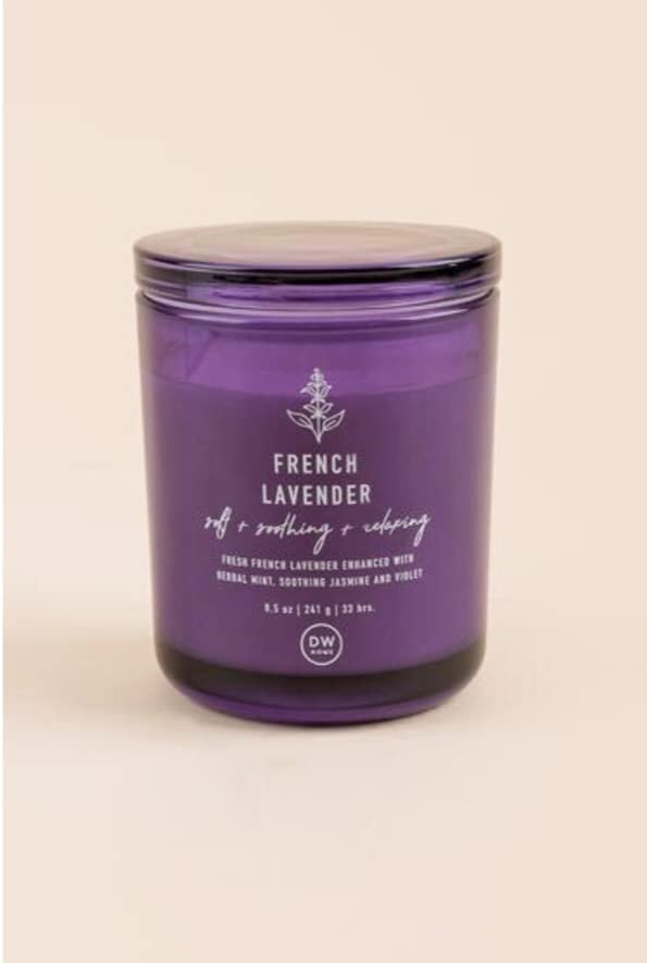 DW Home Richly Scented Medium Single Wick Candle with Glass lid, 8.5 oz (French Lavender) Deal