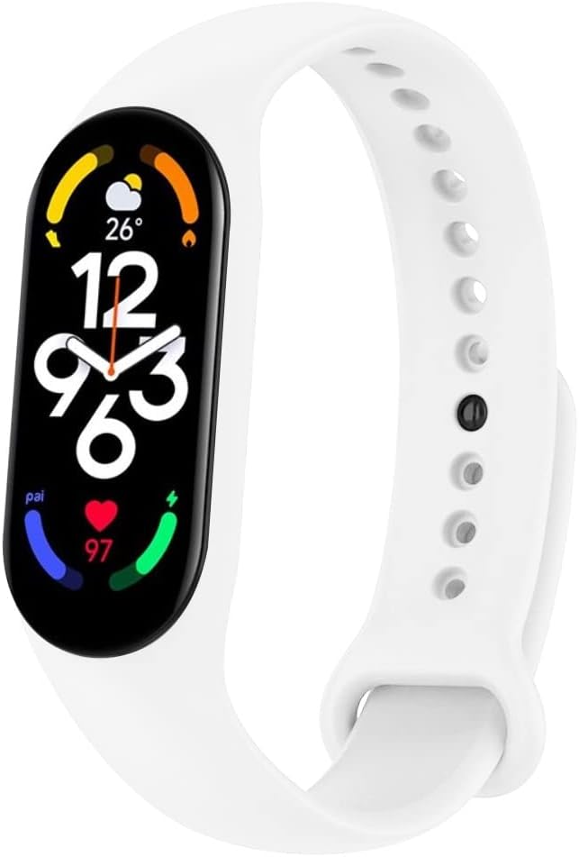 MARGOUN for Xiaomi mi band 7 Strap Silicone Watch Band Smartwatch Wristband Replacement Accessories Strap Bracelet (white)
