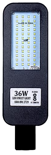 PE Plastic 36 Watt BIS Approved Electric-Corded LED Street Light Waterproof IP65 Body, 140 Per Watt Lumens With 2 Years Warranty With Free Wall Clamp, White PE Plastic 36 Watt BIS Approved Electric-Corded LED Street Light Waterproof IP65 Body, 140 Per Watt Lumens With 2 Years Warranty With Free Wall Clamp, White