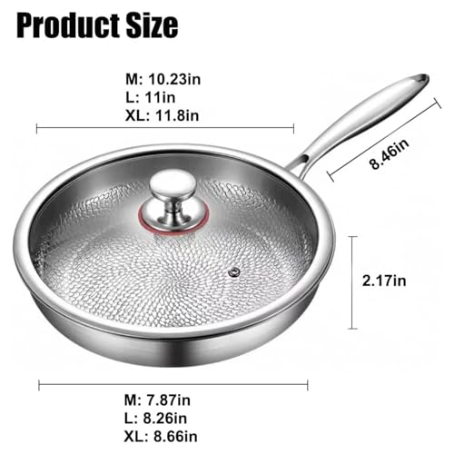 Sartén antiadherente de titanio 100% puro, diseño martillado, 26 cm, apto para horno y lavavajillas, ideal para todas las estufas, cocina saludable, sin revestimiento, calidad profesional