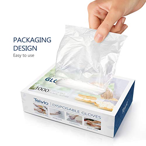 Disposable Gloves, 1000 Pcs Plastic Gloves for Kitchen Cooking Cleaning Food Handling by Teivio