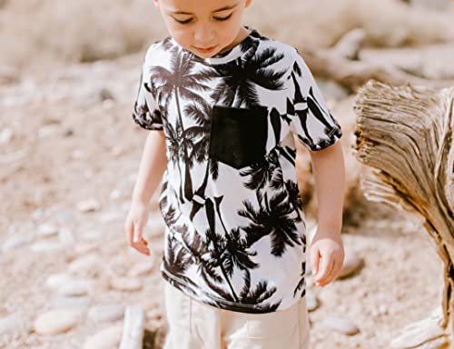 Image of GERU Boy Shorts Sets Hawaiian Outfit Kid Leaves Floral Short Sleeve Shirt Top+shorts Suits