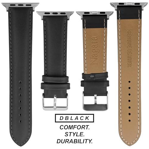 Image of DBLACK ''NAGATA2'' Compatible with Apple Watch Strap 42mm 44mm 45mm 46mm 49mm, Leather Watch Strap, Full Padded with Strong stitching, Matte Finish Watch Belt for iWatch Series 10 9 8 7 6 5 4 3 2 1 SE /SE2 and Ultra 2 /Ultra (Watch is Not Included)