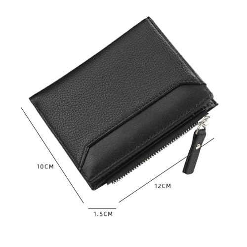 men's wallet Men's Short Wallet with Zipper Card Holder and Coin Pocket - Stylish and Functional Male Purse(Brown)2