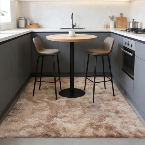 CUIMEI Alfombra Salon Grande 90 x 200 cm, Lavable Suave, Pelo Largo, Esponjosa Shaggy, Peludas Que No Se Desprenden, Alfombras Suaves de Pelo Largo, para Dormitorio, Beige