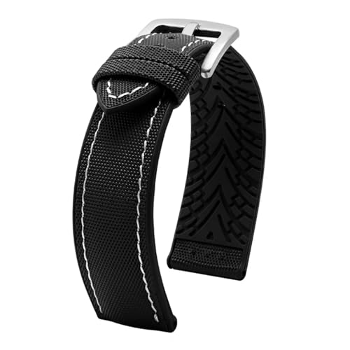 Bracelet de montre étanche et souple en nylon silicone 22mm pour homme