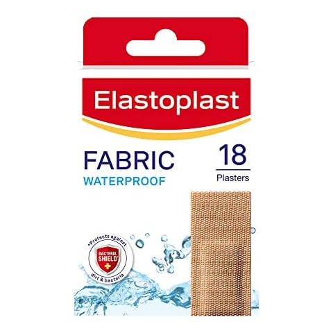 Elastoplast 18 Waterproof Fabric Plaster Strips (18 Pieces), Large Pack of Fabric Plasters, Breathable Plasters, Plasters Waterproof Cover