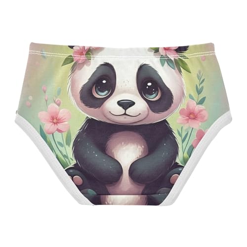 Cute Panda Pink Flowers Green Girl Panties Cute Toddler Underwear Floral Cotton Personalized Briefs Underpants 2t2