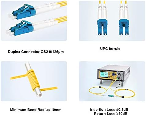 3M/10ft OS2 LC to LC Fiber Patch Cable, Length Options: 0.2m-200m, 1G/10GB Single Mode Duplex, 9/125um SMF Fiber Optic Cable Cord LSZH 3Meter(10ft)
