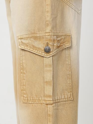 Image of Neostreak Men's Loose Baggy Fit Washed Cargo Jeans with 6 Pockets Non-Stretchable