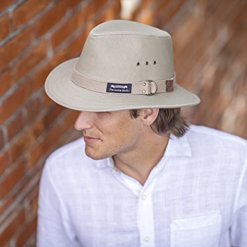 Panama Jack Men's Original Canvas Safari Sun Hat, 2 1/2" Brim, Upf (Spf) 50+ Sun Protection (Khaki, Large) #TOP2