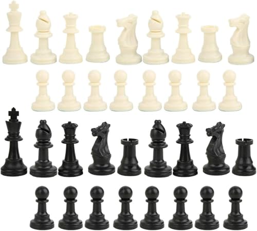 Image of Royaldeals 32 Chess Pieces Only Magnetic Plastic Peices 16 Black and 16 White Peices