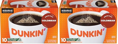 Image of Dunkin' 100% Colombian Medium Roast Coffee, 10 Keurig K-Cup Pods (Pack of 2)