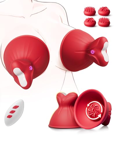 Nipple Toys Vibrator for Women-5IN1 Nipple Stimulator Toy with 10 kneading Rotating Modes 4 Brush Heads Massager Vibrating Nipple Clamps BDSM Adult Toys for Women Couples Pleasure