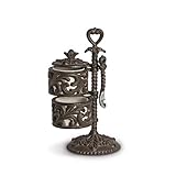 Cream Ceramic and Acanthus Leaf Spice Cellar With Spoon