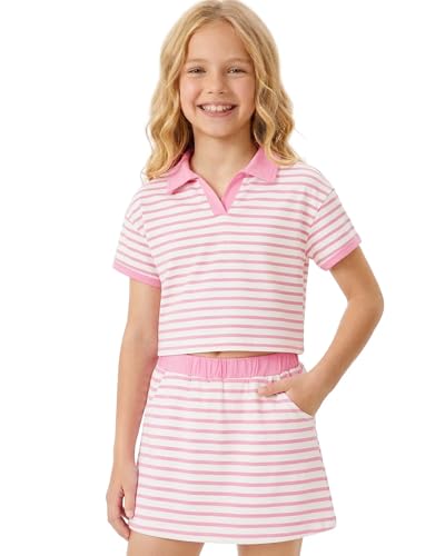 Tenue décontractée à rayures pour adolescentes avec jupe short confortable