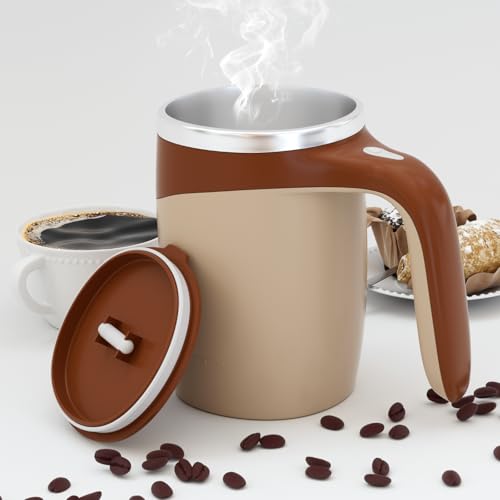 Automatic Magnetic Stirring Coffee Mug, Electric High Speed Mixing Cup Household for Coffee Milk Tea (Brown)