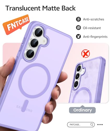 Image of FNTCASE for Samsung Galaxy S25 FE Case: Magnetic Translucent Matte Military Grade Drop Proof Protection Cell Phone Cover - Slim Rugged Durable Shockproof Protective S25Fe Cases (Light Purple-6.7 inch)