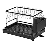 Drainage efficace de l'eau : le bec de drainage rotatif à 360° garantit un drainage efficace de l'eau, gardant les plans de travail secs et exempts de flaques d'eau, tandis que le filet de protection anti-éclaboussures empêche les déversements dans les cuisines ou les salles à manger pendant les routines quotidiennes de séchage de la vaisselle.