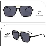 CIKJUK Okulary przeciwsłoneczne w stylu retro, dla mężczyzn i kobiet, w stylu lat 70., prostokątne, przyciemniane, w stylu vintage, z ochroną UV400, czarno-czarny