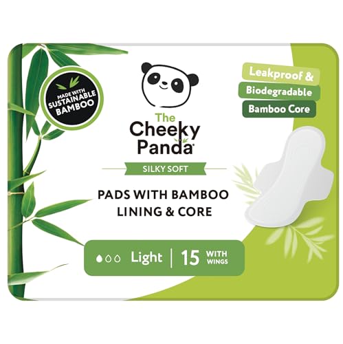 The Cheeky Panda Organic Sanitary Towels for Women – Light Flow – 15 Organic Pads Per Pack - with Bamboo Pads and Core