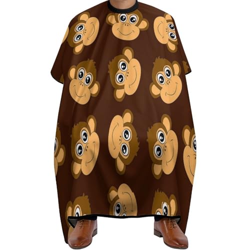 Cape de barbier anti-cheveux avec encolure réglable grand peignoir de coiffeur motif singe