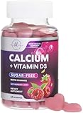 Calcium Gummies with Vitamin D3 10 mcg per Serving - Sugar Free Calcium Supplements for Bone Strength, Teeth & Immune Health Support - Natural Chews, Berry Flavored & High Absorption - 60 Gummies