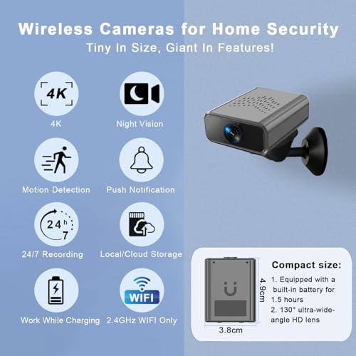 Spy Camera-Hidden Camera-Mini Camera-4K Small Cameras with Night Vision, WiFi Hidden Cameras with Magnetic, Indoor Security Cameras with Motion Detection, Instant Alerts, Small Nanny Cam for Baby, Pet - Image 6