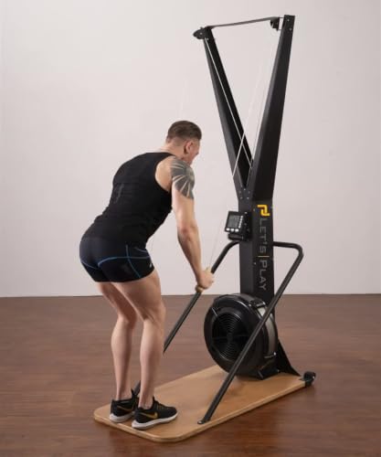 Image of Let's Play Ski Machine, Rowing Machine for Full Body Workout At Home Gym Air Rowing Machine for Exercise with Floor Stand