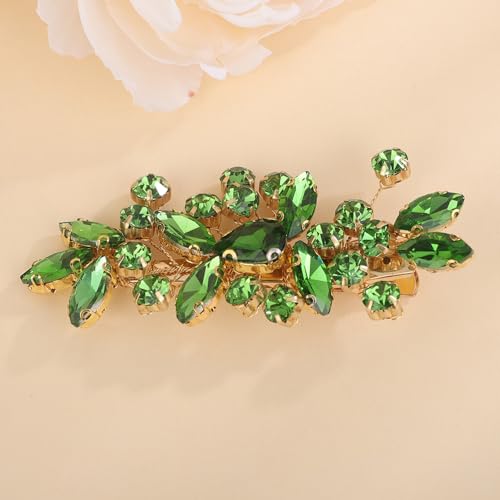 Pince à cheveux strass faite main en vert, l'éclat d'un accessoire de mariage poétique