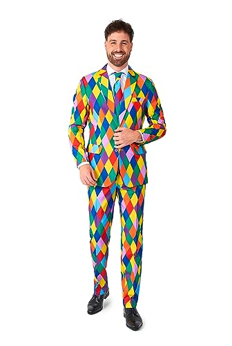 Suitmeister Herren Faschingskostüm - Partykostüm - Slim Fit - inklusive Blazer Hose und Krawatte - Multicolor