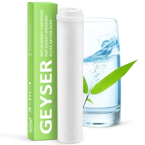 Geyser Euro Ersatzkartusche – Chlorreduzierung & Kalkschutz, Verbessert den Geschmack von Leitungswasser, Bis zu 3 Monate (Packung mit 1)