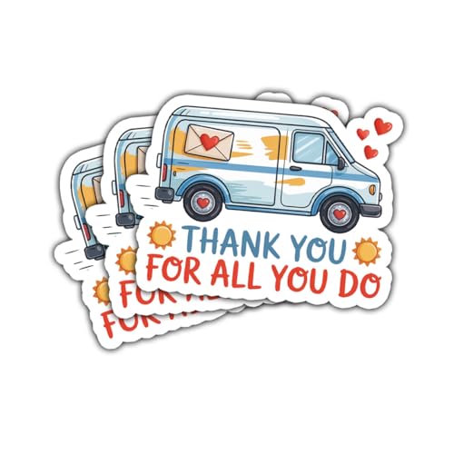 3Pcs Mailbox Postal Thank You for All You Do Sticker Funny Delivery Truck Gift for Coworker Thank You for All You Do Stickers Mailbox Postal Car Decal for Laptop Bottle Notebook Toolbox Hard Hat 3