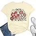 KIDDAD Women Graphic Shirt Teacher Kindness Shirts Boho Floral Short Sleeve Tee Mental Health Inspirational Tops Soft