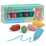 Soy & Beeswax Crayons for Toddlers, 12 Colors Non-Toxic Natural Crayons, Chunky Easy-Grip Design for Little Hands, Unbreakable Baby Art Supplies