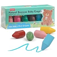 iCrayon Soja- und Bienenwachs-Wachsmalstifte für Kleinkinder – 12 Farben, natürliche ungiftige Wachsmalstifte, extra dick & griffig für kleine Hände, bruchfest