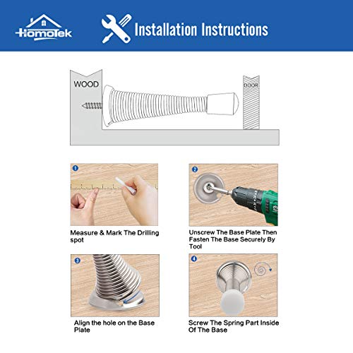 Homotek 12 Pack Spring Door Stopper With Rubber Bumper Satin Nickel 3-1/8" Flexible Spring Heavy Duty Wall Door Stop Low Mounted Door Bumper For Home (Satin Nickel-Upgrade) #TOP6