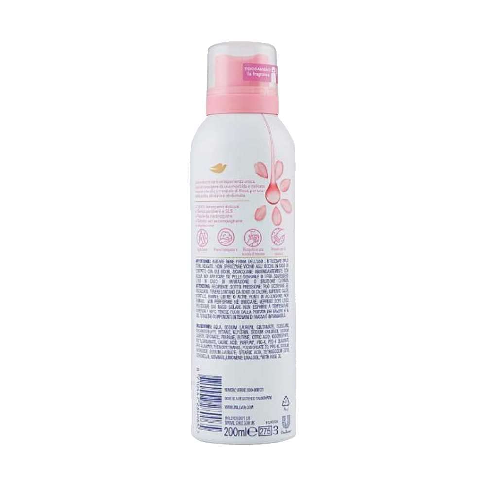 5 x Dove Duschmousse mit Rosenöl Weichheit und Nährung 24h - 5 Flaschen à 200 ml