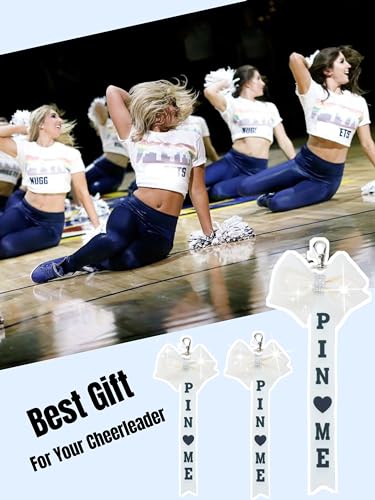 Image of Cheer Pin Me Ribbon Cheerleader Pin Me Bow Cheer Bow Keychain with Rhinestones Cheerleading Sports Accessory Gift