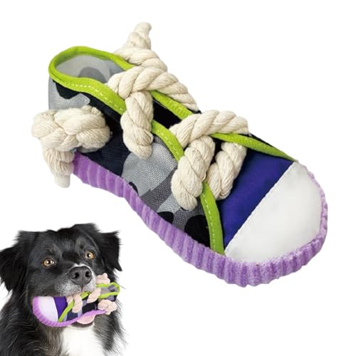 YOFDAL Giocattoli da Masticare Morbidi per cani di Piccola Taglia,Design Realistico della Scarpa in Tela,Regali per la Dentizione per Cani(Viola)