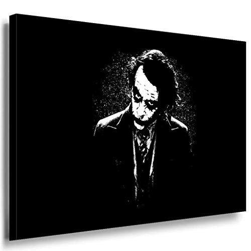 Joker - Lienzo decorativo (120 x 80 cm), diseño de Joker en serio, color blanco y negro