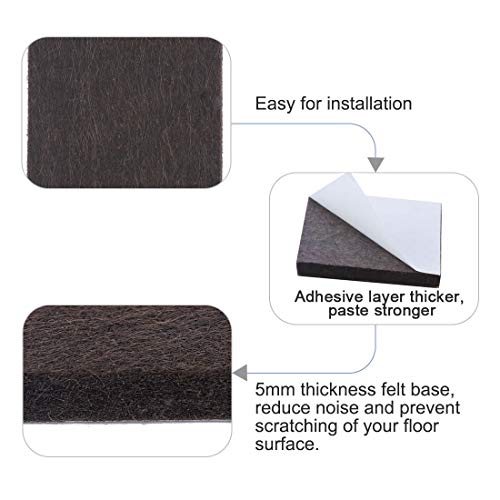 Uxcell 12Pcs Furniture Pads Square 1 1/2" Self-Stick Non-Slip Anti-Scratch Felt Pads Floors Protector Dark Brown #TOP3