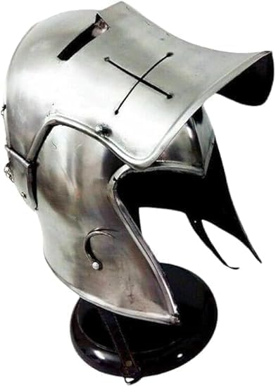 Knights Templar kask Barbuta, średniowieczna pancerz z wizjerem, ze szczotkowanej stali, rustykalny rekwizyt krzyżowca do kostiumów i dekoracji domu