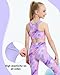 JiAmy Girls Yoga Leggings Athletic Leggings Training Bras Set Kids Crop Tank Top Activewear Set for 8-9 Years Purple