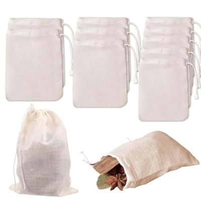 GHPKOTW 10 Piezas Bolsas De Muselina Con Cordón, Bolsas Reutilizables De Algodón, Bolsas Filtro Para Hierbas Y Especias, Para Té Café Y Cocinar, Bolsitas De Té, Ecológicas, 3 Tamaños Diferentes | Ya disponible en tu tienda friki favorita! En mundofriki.es!